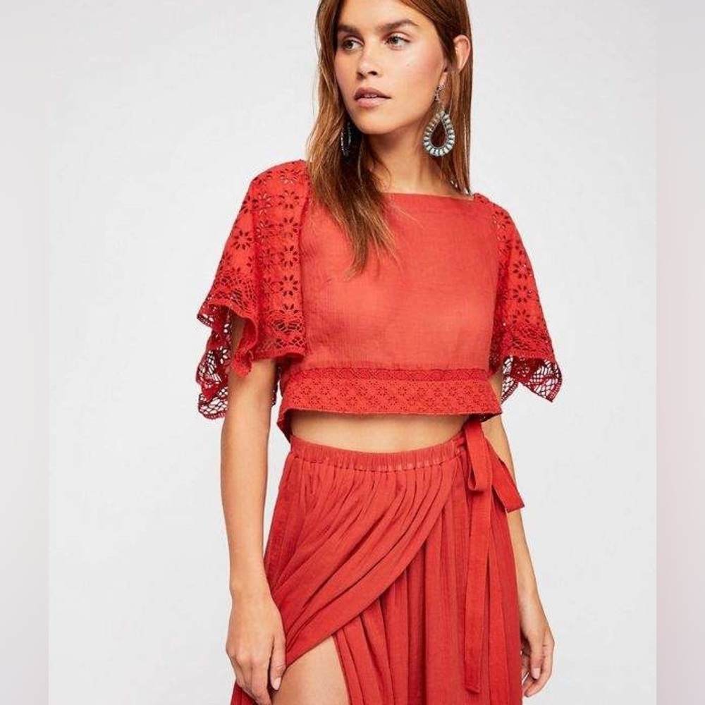 Free People Burn Notice Crop Linen Top